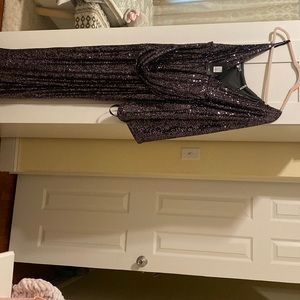 Long sleeve one side shoulder with high slit brand new